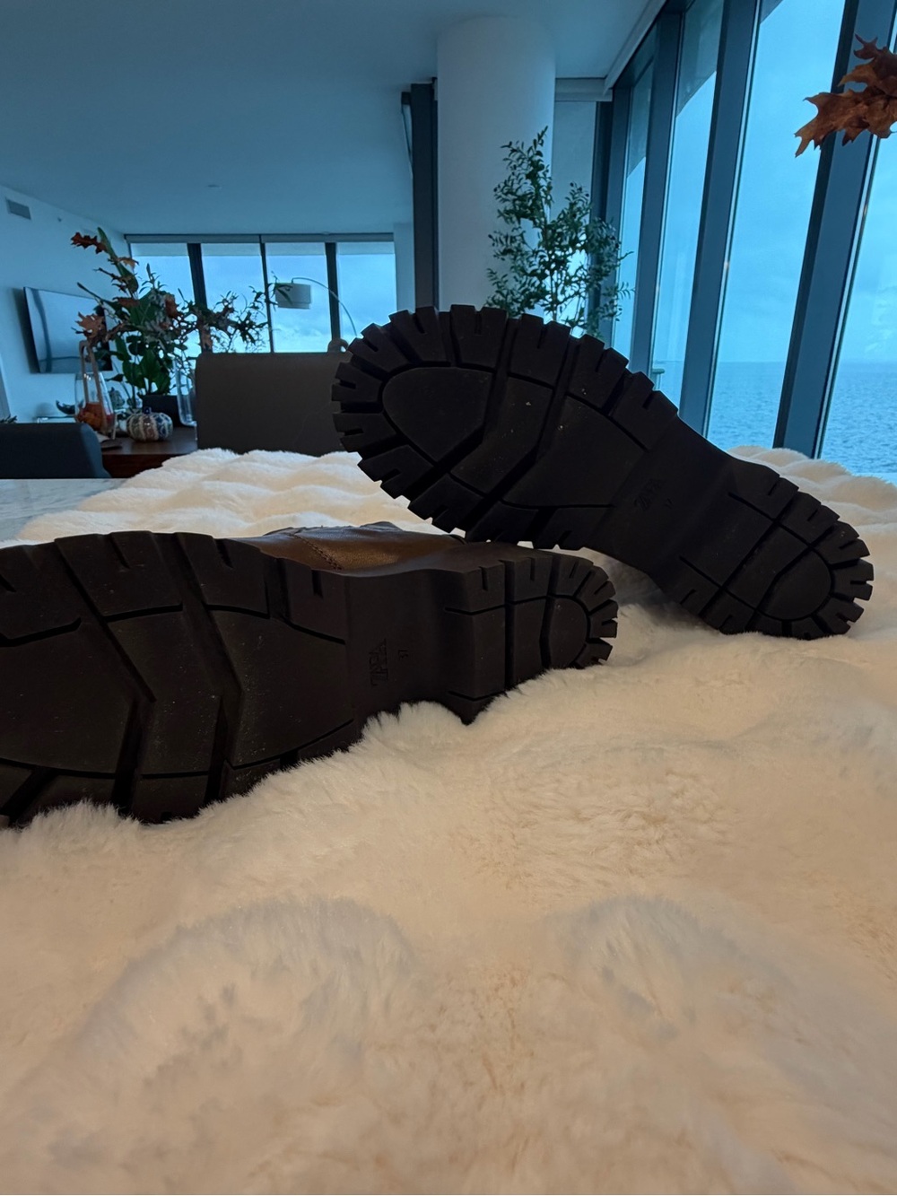 Zara Brown Chunky Lug Chelsea Ankle Boots - Picture 7 of 9
